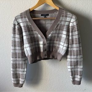 Love Tree | Brown Plaid Crop Shrug Cardigan